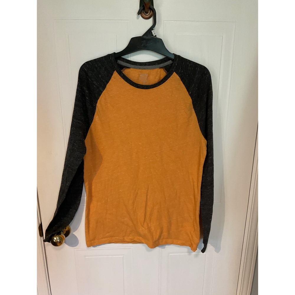 Old Navy Baseball Tee Mens Small Orange Excellent Raglan Soft-Washed Long Sleeve